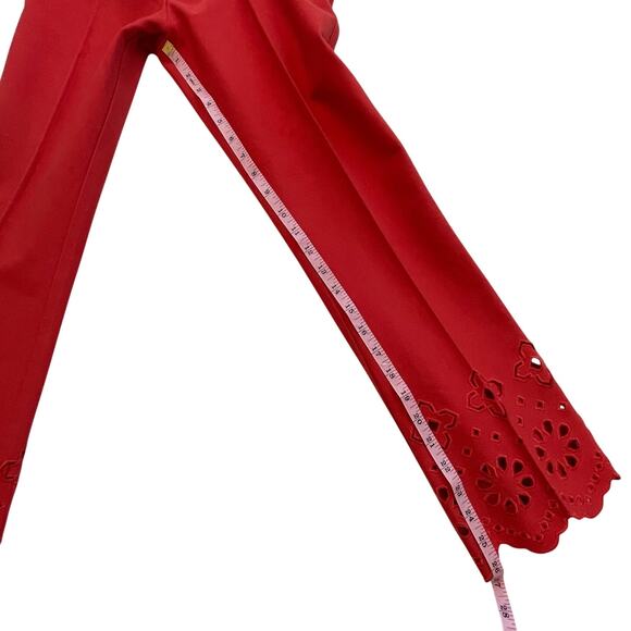 Derek Lam 10 Crosby Cropped Red Flare Pants Eyelet Hem  2P - Picture 8 of 12